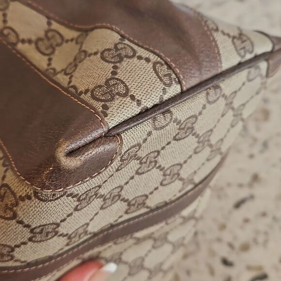 Gucci Sherry Line Brown Monogram Canvas Boston Bag With A Vintage, Rare Charm - Picture 6 of 13